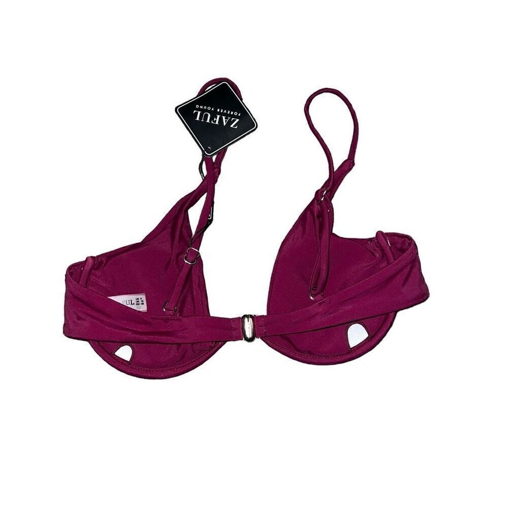 NWT ZAFUL Maroon Bikini Top Size 6 - Picture 4 of 5